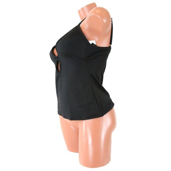 Bar III Solid Plunging Molded Cup Tankini Top - Picture 4 of 5